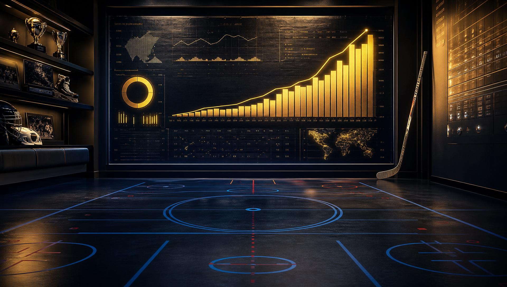 Deep navy rink graphics representing the connected GloveDrop growth stack